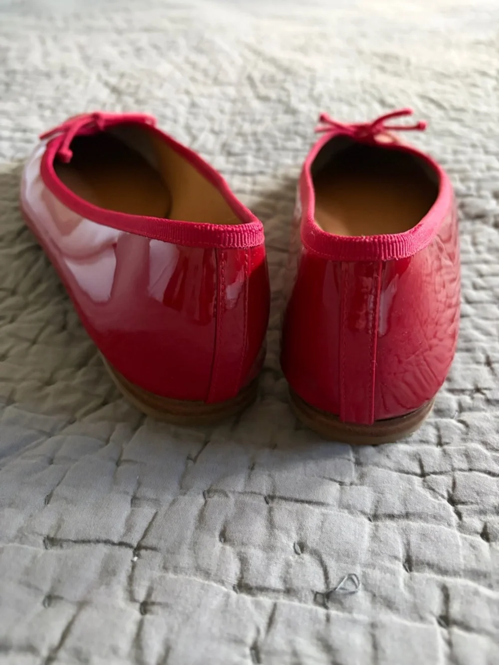 Margaux Patent Ballet Flats in Bright Red with Bow - Picture 4 of 6